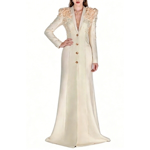 Vestido de Noche Elegante para Mujer con Adornos Florales en 3D - Vestido Formal Estilo Blazer - Vestidos de Moda para Mujer - Product Image 1