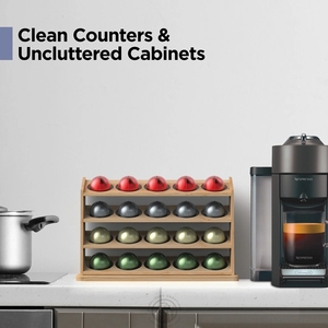 Support de dosettes <span class=keywords><strong>Nespresso</strong></span> <span class=keywords><strong>Vertuo</strong></span> en bois de bambou à 4 niveaux Étagère de <span class=keywords><strong>rangement</strong></span> de 20 capacités Étagère de cuisine à double étage pour le <span class=keywords><strong>rangement</strong></span> - Product Image 2