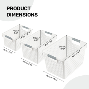 White Plastic Eco-Friendly Stackable Storage <b>Bins</b> with Handles Multi-Size Ventilated Design for Bathroom Clothing & Cosmetics - Product Image 4