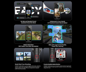 Fossibot Fc360 Digital 8K 30Fps 360 Video Recorder <b>Mini</b> Body Handheld Sports Action <b>Camera</b> 8K10fps 360 Video WithDual1/2"Sensors - Product Image 6