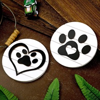 Ensemble fait à la main de 2 animaux de compagnie impression patte de chien décor en bois ferme plateau à plusieurs niveaux décorations signe de patte de chien en bois