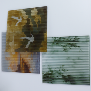 Panneau en verre cannelé avec impression paysage chinois, polyvalent pour cloisons, meubles et décoration de portes - Product Image 5