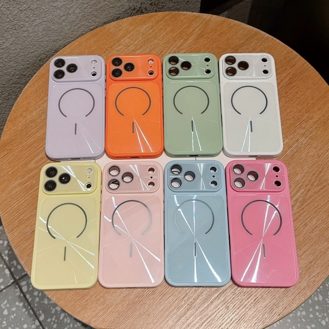 Glitter Laser Camera Lens Protection Case for iPhone 13 14 15 16 17 Pro Max Wireless Charging Magnetic Heat Dissipation Cover