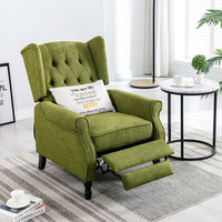Fauteuil inclinable individuel moderne pour salon avec dossier réglable, revêtement en tissu vert et structure métallique pour la maison, couleur personnalisable