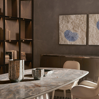 Hochwertiges Umweltfreundliches Italienisches Modernes Luxus-Leder Marmor-Top Klappbares Rechteckiges Esszimmer-Set für Villa- und Hotelprojekte