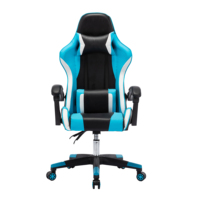 Chaise de jeu ergonomique en cuir PU à dossier haut et assise épaisse, style course, pivotante et réglable en hauteur pour joueurs sur PC