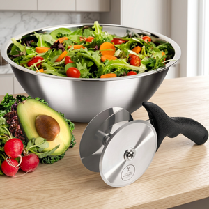 Cortador de Ensaladas Mezzaluna Ultra Rápido, Tazón de Acero Inoxidable de Grado Profesional, Herramientas para Ensaladas con Doble Cuchilla Extra Biselada, Apto para Lavavajillas - Product Image 2