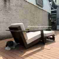 Fauteuil de jardin en aluminium imperméable Hangkai avec repose-pieds, fauteuil de patio en métal, ensemble de canapé de jardin à assise profonde