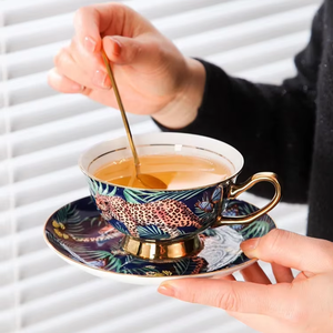 Set di Tazze e Piattini per Caffè e Tè in Porcellana Bone China di Lusso, Motivo Giungla Ecologico, per Tè del Pomeriggio e Caffè Arabo - Product Image 2