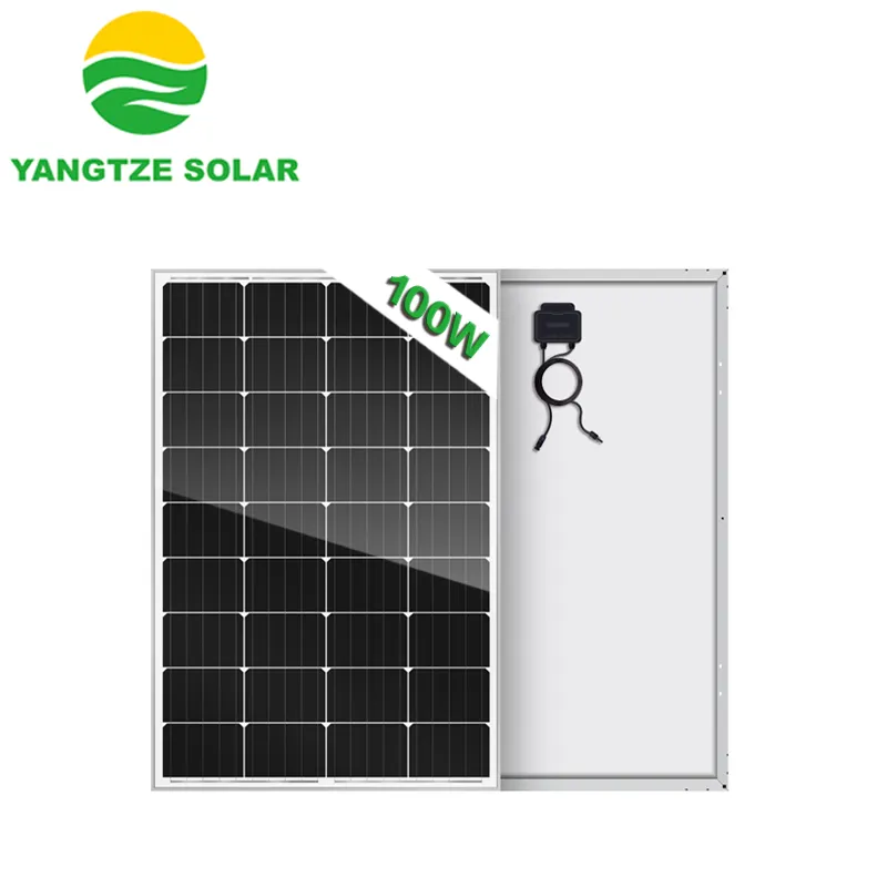 양쯔강 태양 전지 패널 36 셀 100 와트 12v 작동 전압 태양계 3.2mm 높은 전송 낮은 철 강화 유리 25 년