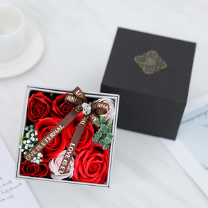 Pink Orange artificial flowers roses soap in good header rotating luxury gift box can collect jewelry - Product Image 2