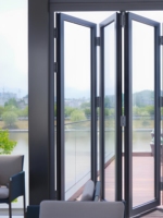 ZCSUNG Porte pliante coulissante en alliage d'aluminium moderne résistant aux ouragans Bi-Fold extérieur étanche verre trempé garantie de 5 ans