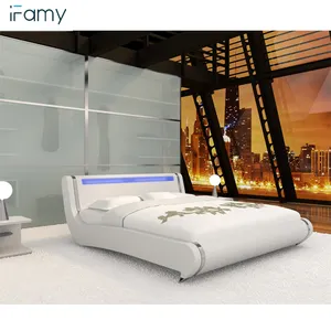 В наличии, деревянная рама для кровати, европейская подсветка, современный комплект мебели для спальни для проекта в отеле