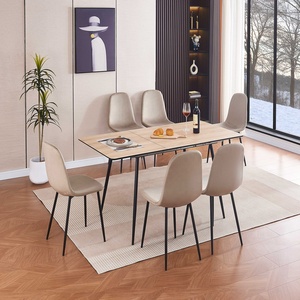 Bán buôn MDF mở rộng bảng bàn ăn đặt với lớp phủ điện chân cà phê Cafe bảng với sáu ghế - Product Image 4