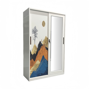 <span class=keywords><strong>Armadio</strong></span> in Acciaio a 2 Ante <span class=keywords><strong>con</strong></span> Stampa, Nuovo Design, Resistente all'Umidità, <span class=keywords><strong>con</strong></span> <span class=keywords><strong>Specchio</strong></span> - Arredamento Camera da Letto - Product Image 4