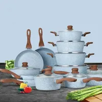 Ensemble d'ustensiles de cuisine variés à revêtement antiadhésif durable Cuisine domestique en aluminium à revêtement antiadhésif en granit populaire ustensiles de cuisine forgés pour le camping