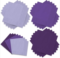 Serviettes en papier jetables Airlaid pour fêtes de cuisine, 50 pièces, 16x16 pouces, serviettes imprimées violettes pour dîners et événements