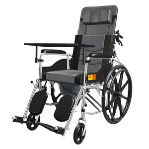 Manual Wheelchair Hydraulic Full Reclining Folding With Toilet Seat Portable Elderly <b>Mobility</b> <b>Chair</b> Stroller - Product Image 3