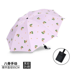 Paraguas Plegable Manual de Ocho Varillas, 95 cm, Vinilo Negro, Protección Solar y Contra la Lluvia, para Viajes - Product Image 3