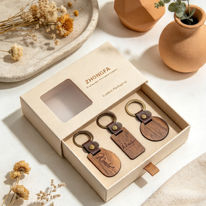 Llaveros de Madera Personalizados al por Mayor con Correa de Cuero, Llavero de Madera Grabado con Láser para Regalos de Cumpleaños, Recuerdos y Manualidades - Product Image 3