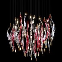 Lampe inspirée de décoration d'intérieur personnalisée de style naturel Lustre à feuilles de verre Brach Led