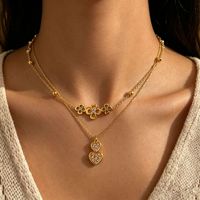 Collier en acier inoxydable avec pendentif fleur cœur marguerite pour femme, doré, double chaîne superposée, ras-du-cou, bijou minimaliste, cadeau