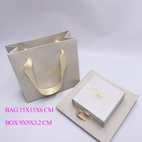 Ensemble de sacs et boîtes à bijoux de luxe personnalisés, recyclables, avec poignée en ruban, pour emballage cadeau de colliers de marque