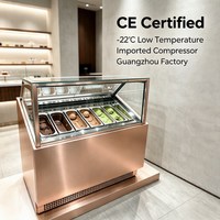 Vitrine congélateur pour crème glacée pour magasin de gelato, supermarché, vitrine incurvée en verre avec éclairage LED