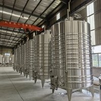Cuve de fermentation en acier inoxydable 500L-1500L pour vignetterie, fermentateur industriel de vin rouge avec chemise de refroidissement