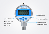 Manomètre numérique intelligent haute précision multi-unités (bar, PSI, MPa) avec écran LCD pour la mesure de la pression hydraulique et de gaz