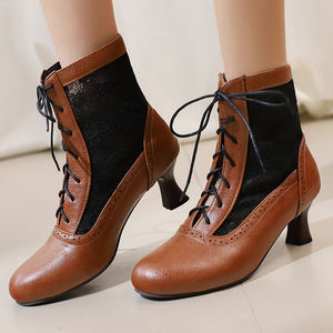 Botas de <span class=keywords><strong>Novia</strong></span> con Borlas, <span class=keywords><strong>Botines</strong></span> de Encaje con Cordones para Otoño e Invierno, Tacón Alto, Plataforma Gruesa, Transpirables, Diseño Floral Personalizado - Product Image 4