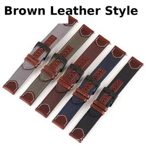 Bracelet de montre vintage en cuir et nylon, sangle en toile durable compatible avec les montres connectées 20 22 24 <span class=keywords><strong>mm</strong></span>, remplacement à dégagement rapide - Product Image 3