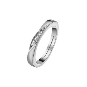 Anillo De Pareja <b>Silver</b> Plated <b>Adjustable</b> Open <b>Ring</b> for Women Men Wedding Geometric Jewelry Zircon Couple Jewelry Finger Band - Product Image 2