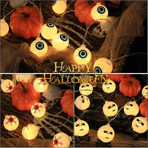 2024 China Battery Operated Mini <b>Lights</b> 3m 1.5m 10 <b>LED</b> Plastic Smile Pumpkin String Halloween Hanging Decorations - Product Image 6