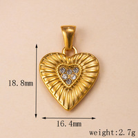 Colgantes de Acero Inoxidable Chapados en Oro con Forma de Corazón para Fabricación de Joyas DIY, 19 Estilos de Colgantes con Circonitas, Hipoalergénicos, al por Mayor