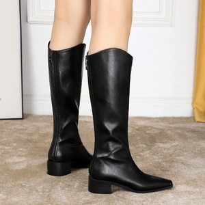 Bottes longues vintage pour femme, style chevalière, à talons épais et hauts, bottes hautes au genou, design de créateur - Product Image 6