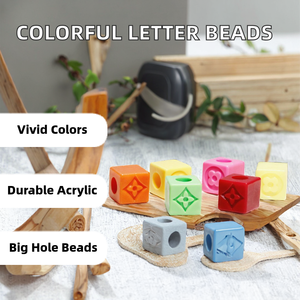 <span class=keywords><strong>Perles</strong></span> acryliques colorées en forme de lettre, à grand trou, de 15 mm de diamètre, pour la fabrication de colliers et de bracelets, <span class=keywords><strong>perles</strong></span> focales en acrylique - Product Image 2