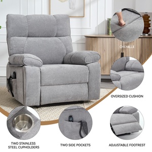 Fauteuil gris à double moteur, positionnement infini, massage chauffant, <span class=keywords><strong>8</strong></span> points de vibration, capacité de 350 lb, poches latérales, fauteuil inclinable électrique surdimensionné - Product Image 6