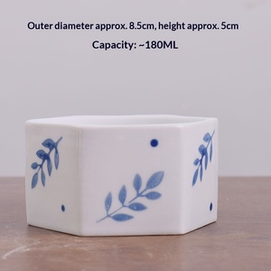 Ensemble de pots à fleurs <span class=keywords><strong>en</strong></span> céramique respirants et résistants à la corrosion, style chinois, motif floral bleu peint à la main, pour plantes succulentes, vert - Product Image 6
