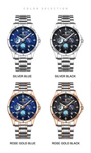 Reloj de Pulsera para Hombre Drioshipping, Relojes de Cuarzo de Acero Inoxidable para Hombre, Reloj de Moda con Diseño de Sol, Luna y Estrellas, con Tres Esferas Pequeñas y Fecha - Product Image 6