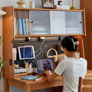 Wooden <strong>Desk</strong> Storage Rack Integrated Shelving <strong>Unit</strong> for Desktop &amp; Bookshelf - Product Image 1