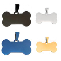 Etiqueta de perro personalizada al por mayor con cadena colgante etiqueta de identificación de mascota metal hueso de acero inoxidable gato perro nombre etiqueta de identificación grabado láser