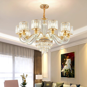 Lámpara de araña de cristal con múltiples cabezales E27, luz LED de forma redonda, iluminación para el hogar, para sala de estar, pasillo, lámpara de techo - Product Image 2