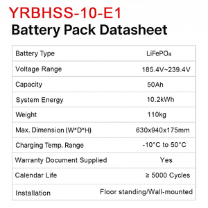 Batería de 15.3kWh |   Sistema de Almacenamiento de Energía Doméstico IP65 |   Solar Híbrido |   5000 Ciclos |   16 Celdas |   -10 °C a 50 °C - Product Image 6