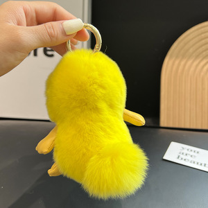 Dễ thương Rex Thỏ lông nhỏ màu vàng vịt xe mặt dây chuyền Trọng lượng nhẹ net màu đỏ sang trọng <span class=keywords><strong>Keychain</strong></span> mềm Túi Mặt dây chuyền búp bê sang trọng - Product Image 3
