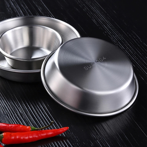 <span class=keywords><strong>Plat</strong></span> à tremper en acier inoxydable avec logo personnalisé assiette à bol pour sauce piquante - Product Image 4