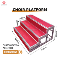 Plateforme de chorale JinTieLong JTL-HCT-001 – Cadre d'exposition en bois/aluminium/fer/acier, étanche, durable, facile à assembler, rouge/noir