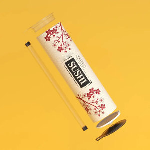 Envase Desechable para <span class=keywords><strong>Sushi</strong></span> para Llevar, Envase Cilíndrico Redondo para Rollos de <span class=keywords><strong>Sushi</strong></span>, Empaque de Papel - Product Image 4