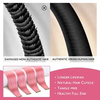 Extensions de cheveux brésiliens vierges doublement étirés, qualité supérieure, naturels Remy, 50g/paquet, pointes pleines, double trame machine, rose