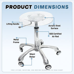Siège de barbier polyvalent pour salons de coiffure, <span class=keywords><strong>chaises</strong></span> pivotantes ajustables en acrylique avec base inférieure en alliage d'aluminium - Product Image 5